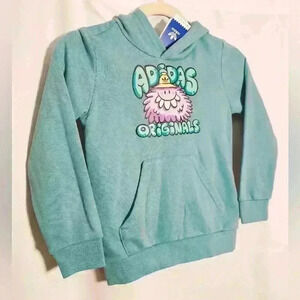 🛑 NWT Girls Adidas Cute Fleece Hoodie Sweatshirt Cotton Blend w/Pocket XS